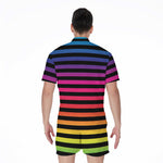 Rainbow Striped Pattern Print Men's Rompers