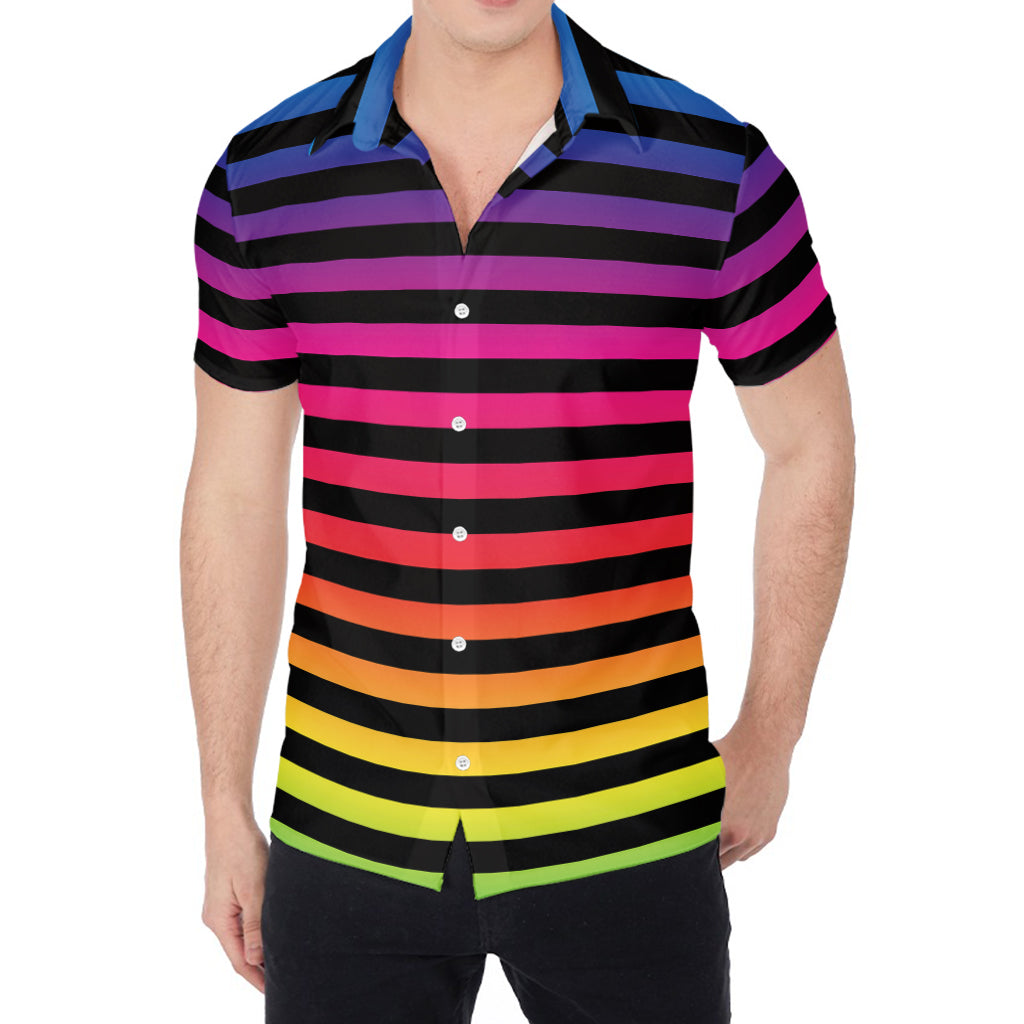 Rainbow Striped Pattern Print Men's Shirt
