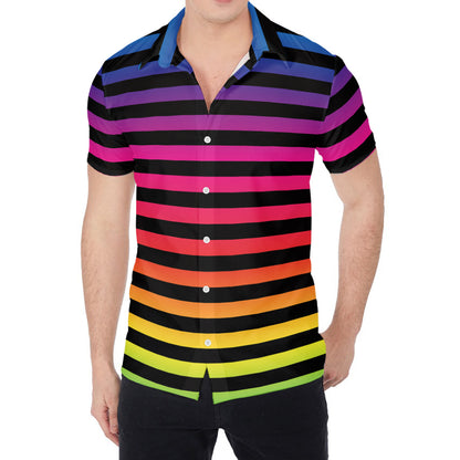 Rainbow Striped Pattern Print Men's Shirt