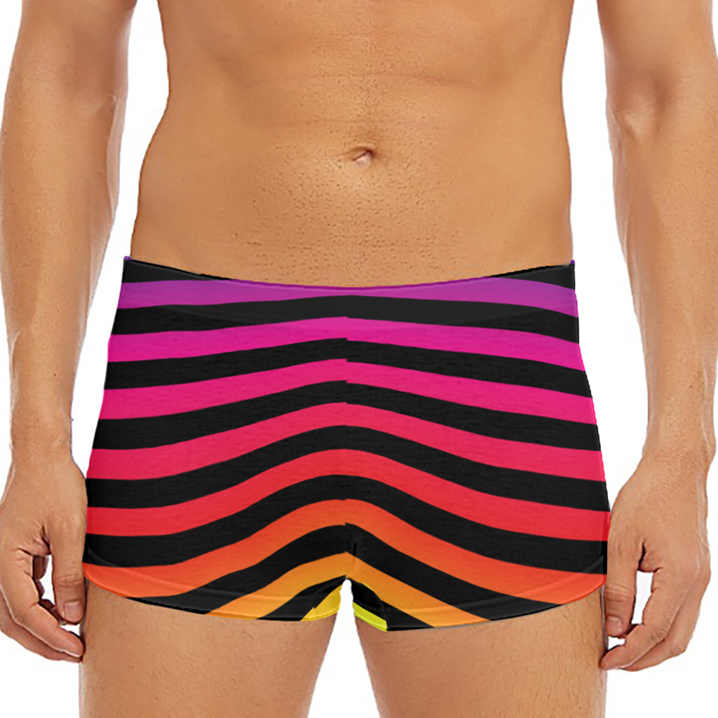 Rainbow Striped Pattern Print Men's Short Boxer Briefs