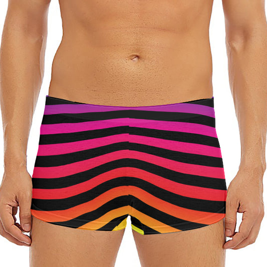 Rainbow Striped Pattern Print Men's Short Boxer Briefs