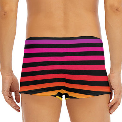 Rainbow Striped Pattern Print Men's Short Boxer Briefs