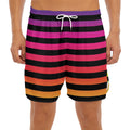 Rainbow Striped Pattern Print Men's Split Running Shorts