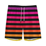 Rainbow Striped Pattern Print Men's Sports Shorts