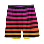 Rainbow Striped Pattern Print Men's Sports Shorts