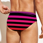 Rainbow Striped Pattern Print Men's Swim Briefs