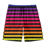 Rainbow Striped Pattern Print Men's Swim Trunks