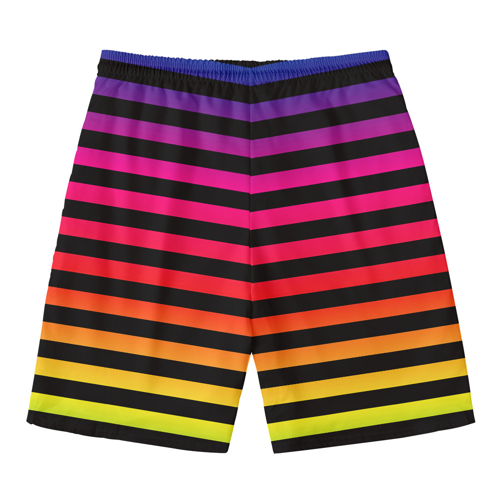 Rainbow Striped Pattern Print Men's Swim Trunks