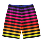 Rainbow Striped Pattern Print Men's Swim Trunks