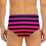 Rainbow Striped Pattern Print Men's Triangle Swim Briefs