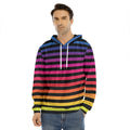 Rainbow Striped Pattern Print Men's Velvet Pullover Hoodie