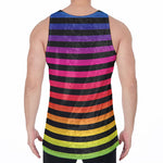 Rainbow Striped Pattern Print Men's Velvet Tank Top