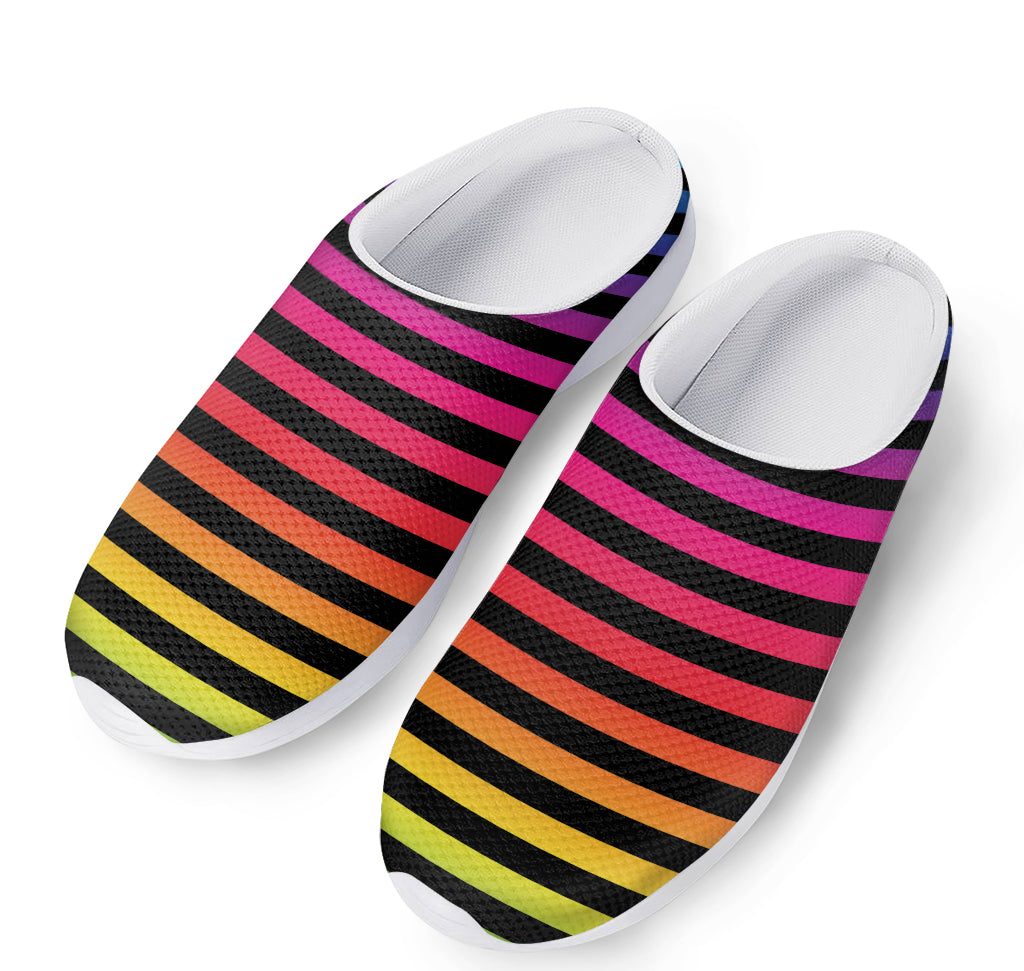 Rainbow Striped Pattern Print Mesh Casual Shoes