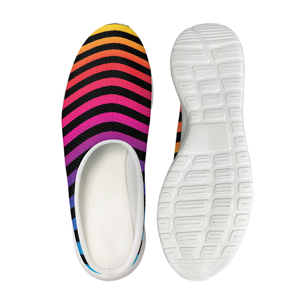 Rainbow Striped Pattern Print Mesh Casual Shoes