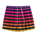 Rainbow Striped Pattern Print Mesh Shorts