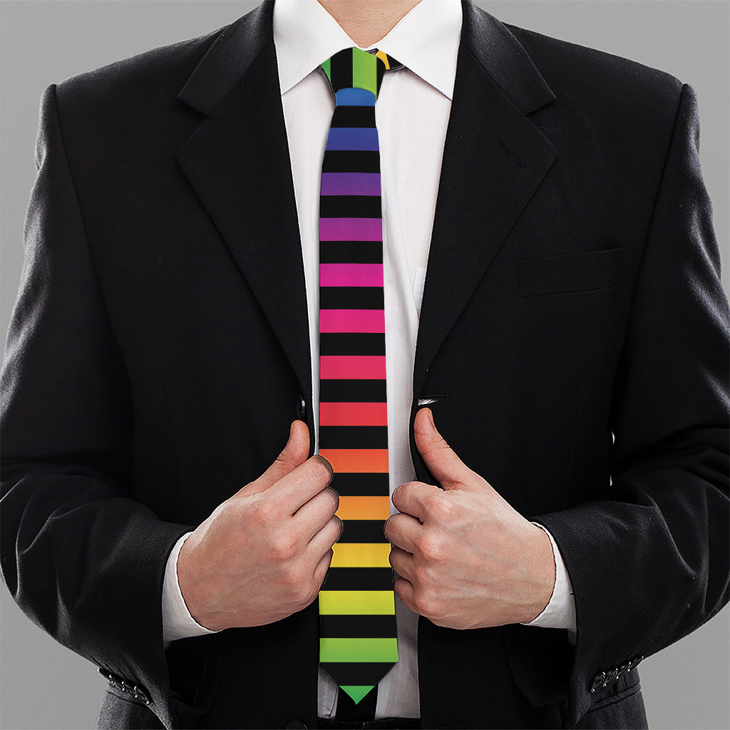 Rainbow Striped Pattern Print Necktie