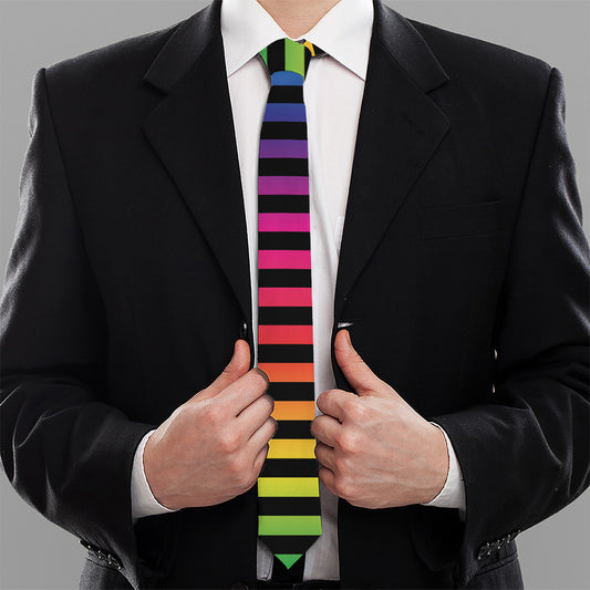Rainbow Striped Pattern Print Necktie