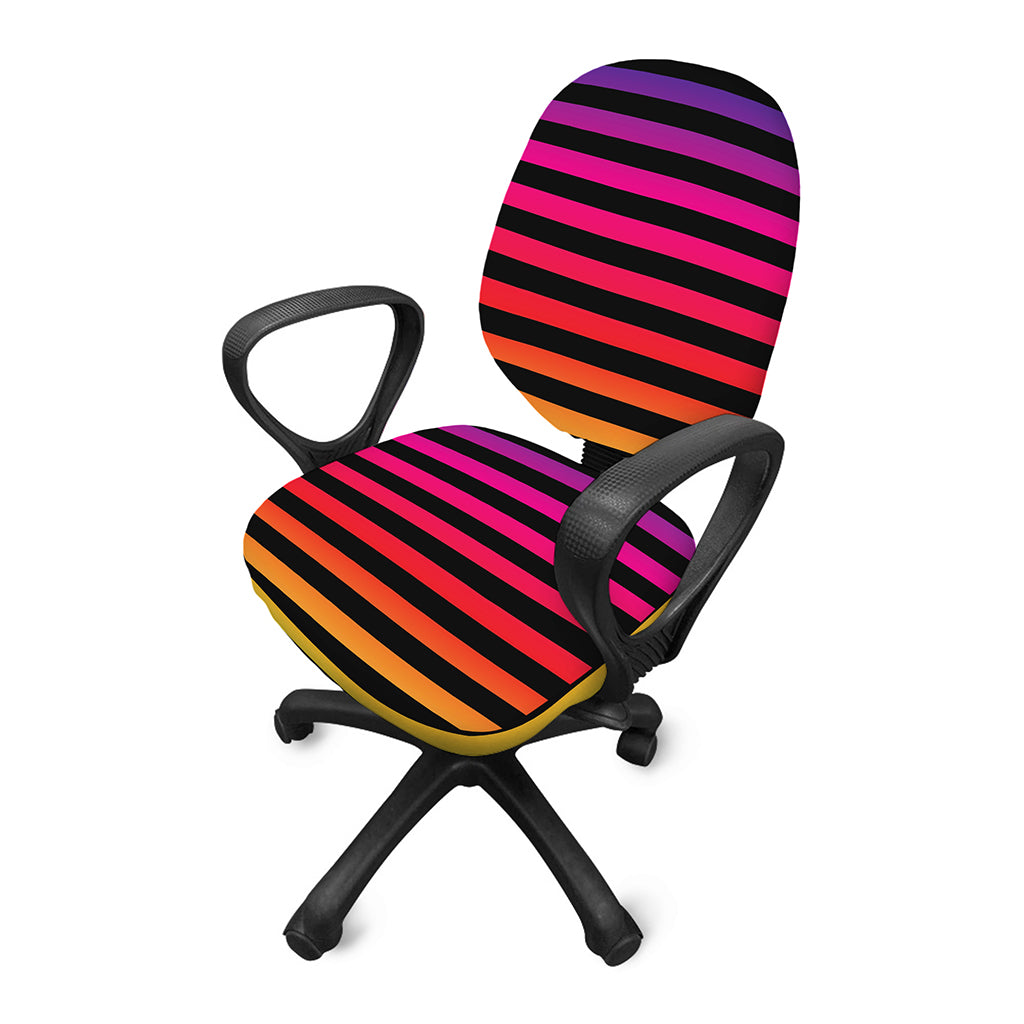 Rainbow Striped Pattern Print Office Chair Cover