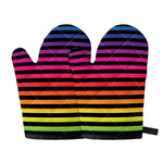Rainbow Striped Pattern Print Oven Mitts