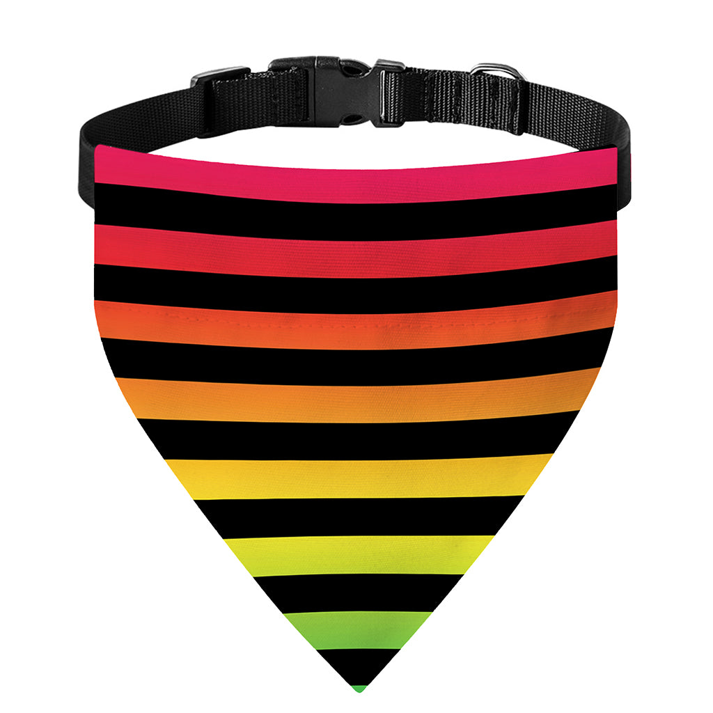 Rainbow Striped Pattern Print Over The Collar Dog Bandana