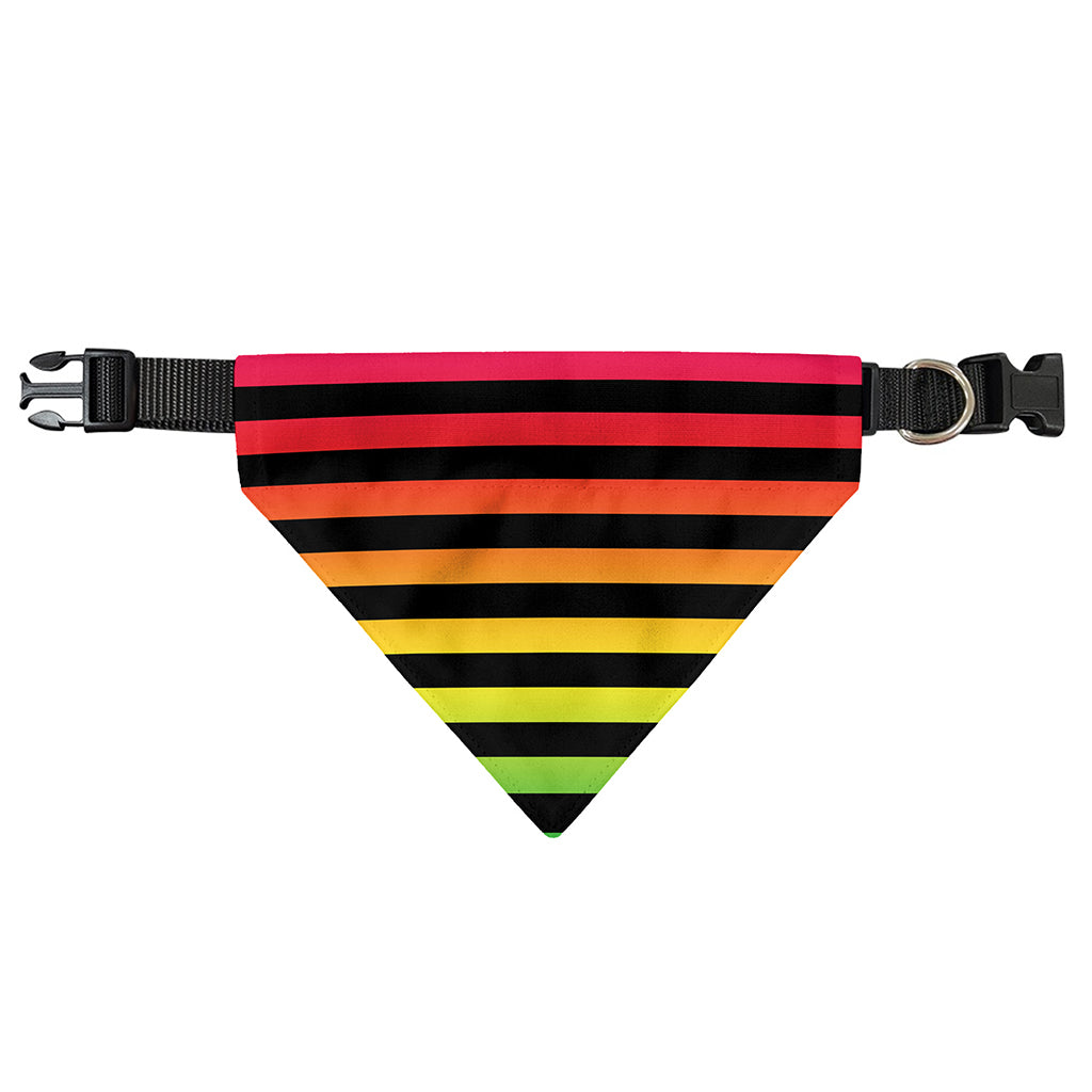 Rainbow Striped Pattern Print Over The Collar Dog Bandana