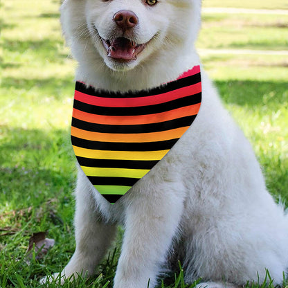 Rainbow Striped Pattern Print Over The Collar Dog Bandana