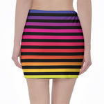Rainbow Striped Pattern Print Pencil Mini Skirt