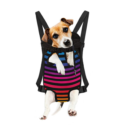 Rainbow Striped Pattern Print Pet Carrier Backpack