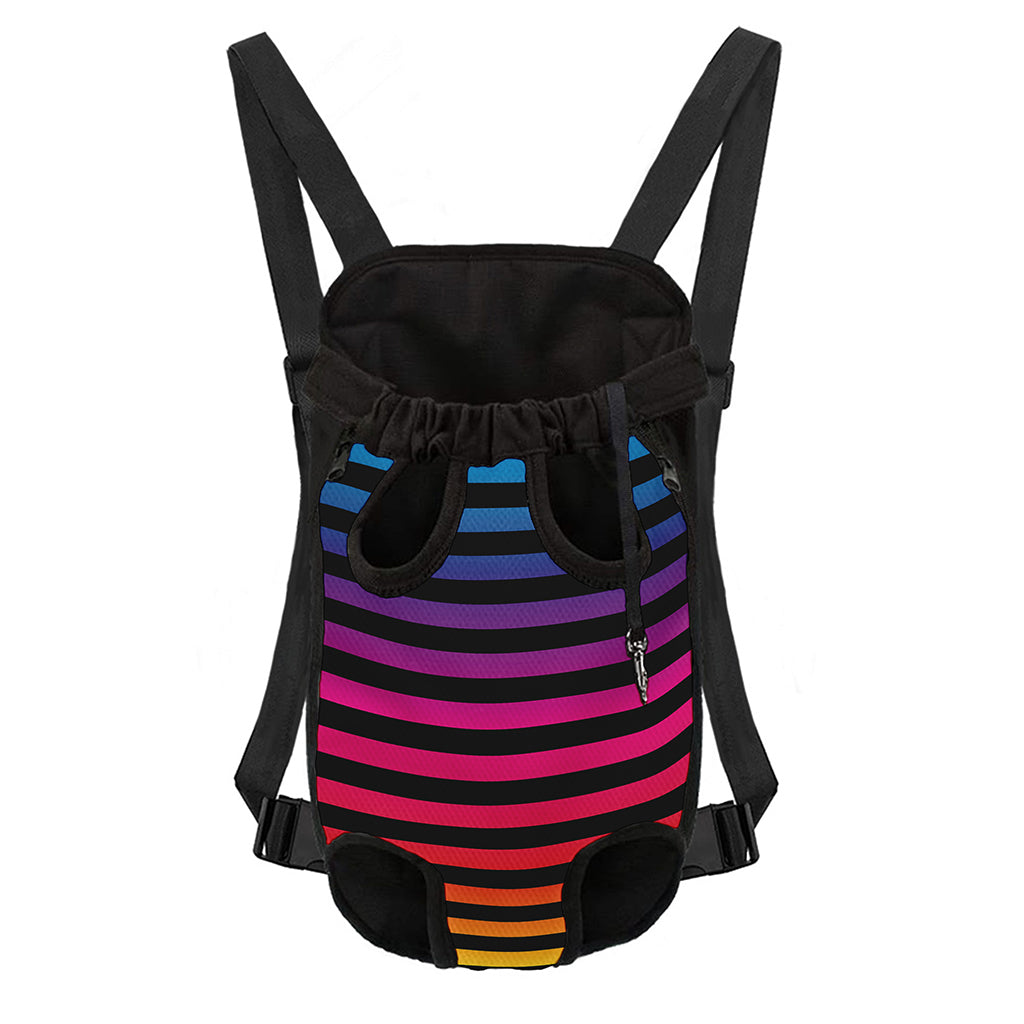 Rainbow Striped Pattern Print Pet Carrier Backpack