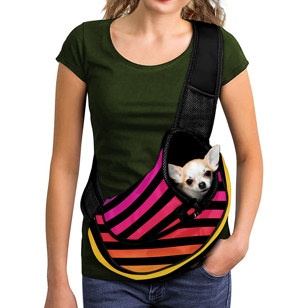Rainbow Striped Pattern Print Pet Sling Carrier