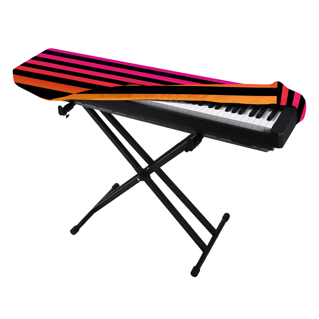 Rainbow Striped Pattern Print Piano Keyboard Cover
