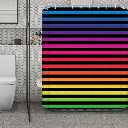 Rainbow Striped Pattern Print Polyester Shower Curtain