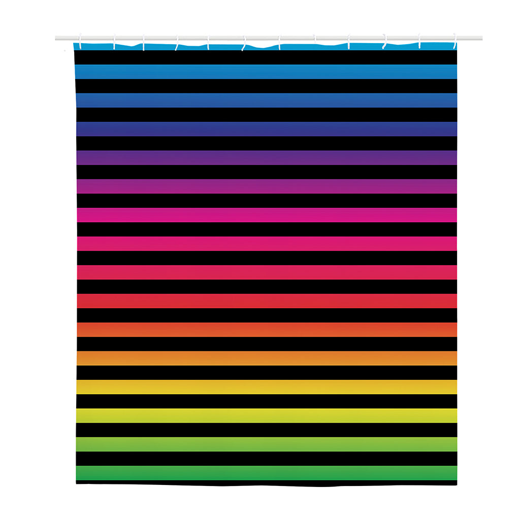 Rainbow Striped Pattern Print Polyester Shower Curtain