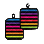 Rainbow Striped Pattern Print Pot Holders