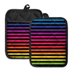 Rainbow Striped Pattern Print Pot Holders With Pocket