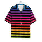 Rainbow Striped Pattern Print Rayon Hawaiian Shirt