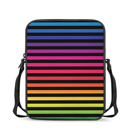 Rainbow Striped Pattern Print Rectangular Crossbody Bag