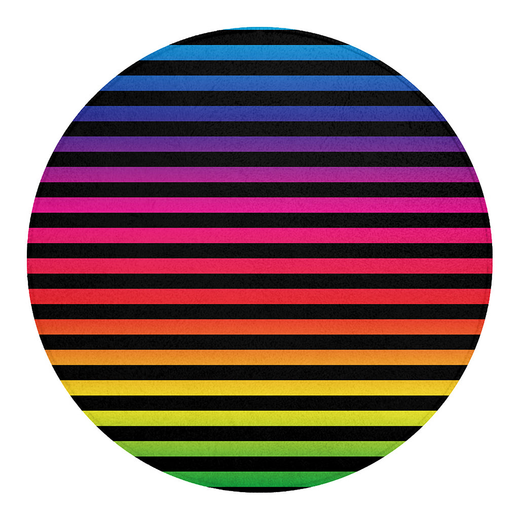 Rainbow Striped Pattern Print Round Blanket
