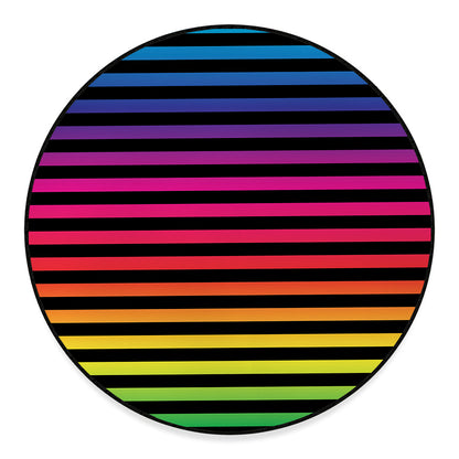 Rainbow Striped Pattern Print Round Floor Mat