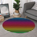Rainbow Striped Pattern Print Round Rug