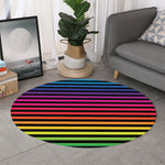 Rainbow Striped Pattern Print Round Rug