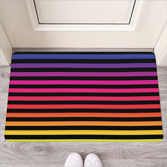 Rainbow Striped Pattern Print Rubber Doormat