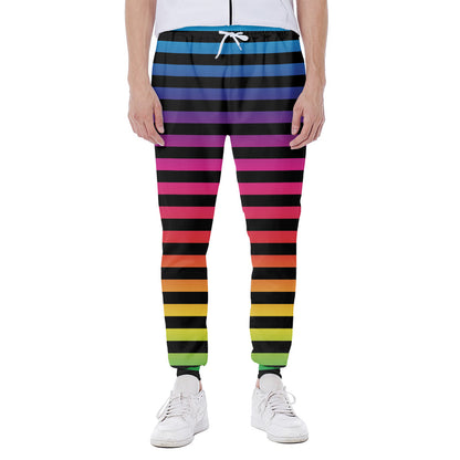Rainbow Striped Pattern Print Scuba Joggers