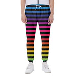 Rainbow Striped Pattern Print Scuba Joggers