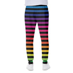 Rainbow Striped Pattern Print Scuba Joggers