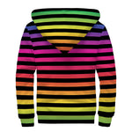 Rainbow Striped Pattern Print Sherpa Lined Zip Up Hoodie