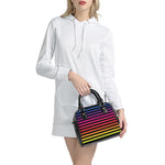 Rainbow Striped Pattern Print Shoulder Handbag