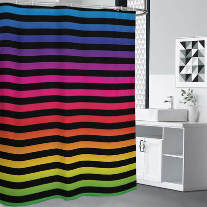 Rainbow Striped Pattern Print Shower Curtain