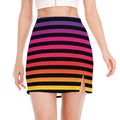 Rainbow Striped Pattern Print Side Slit Mini Skirt