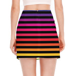 Rainbow Striped Pattern Print Side Slit Mini Skirt